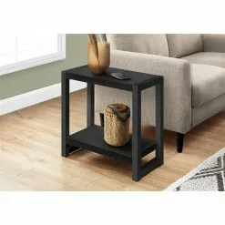 Monarch Specialties Composite Rectangular Side End Table, 22-in X 23.75-in, Black