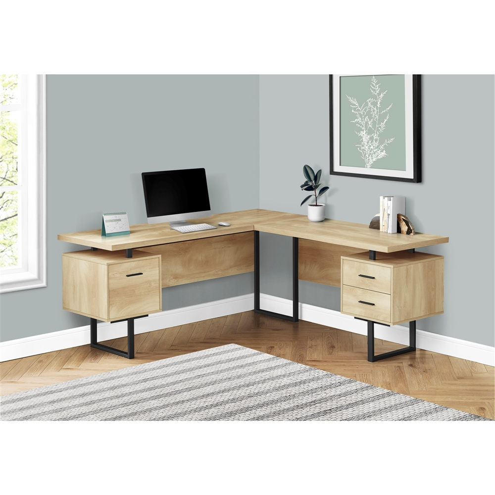 Monarch Specialties 47.25-in Natural Modern/Contemporary L-Shaped Desk - Image 4