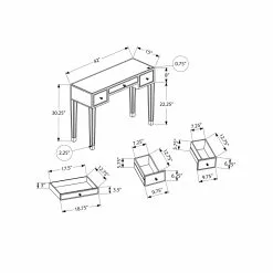 Monarch Specialties 30.25-in X 42-in Silver Glam Console Table