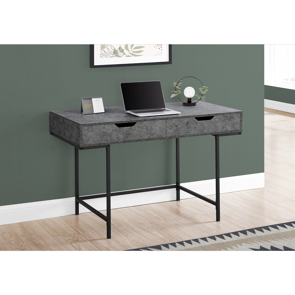 Monarch Specialties 47.25-in Grey Faux Stone Modern/Contemporary Computer Desk - Image 3