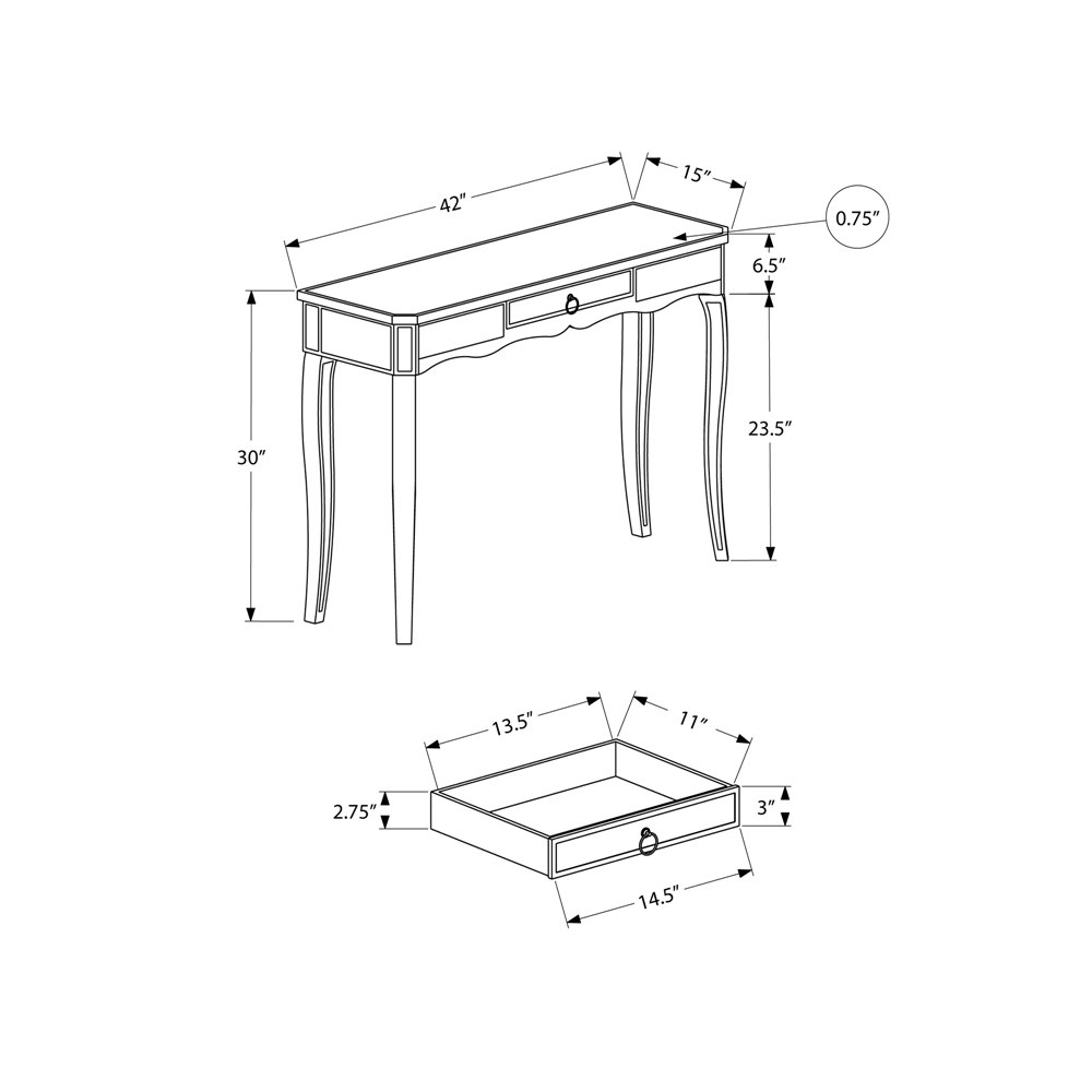 Monarch Specialties 30-in X 42-in Silver Glam Console Table - Image 2