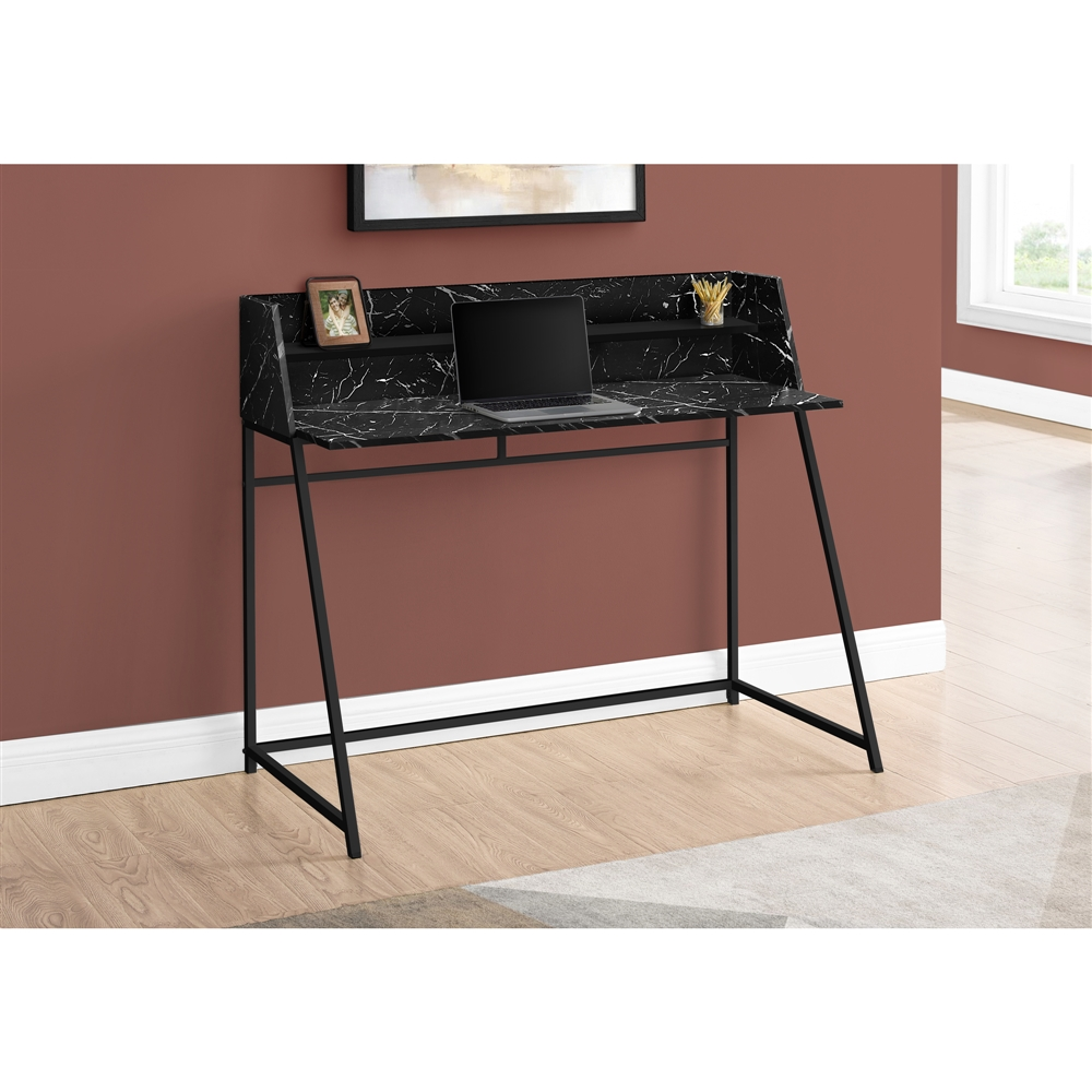 Monarch Specialties 46-in Black Faux Marble Modern/Contemporary Computer Desk - Image 5