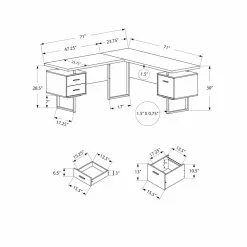 Monarch Specialties 47.25-in Walnut Brown Modern/Contemporary L-Shaped Desk