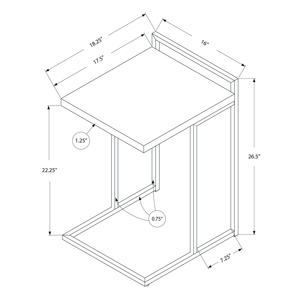 Monarch Specialties White Composite Rectangular End Table - Image 4