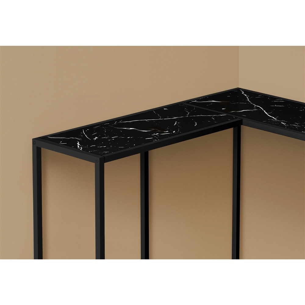 Monarch Specialties Black Faux Marble Modern Console Table - Image 3