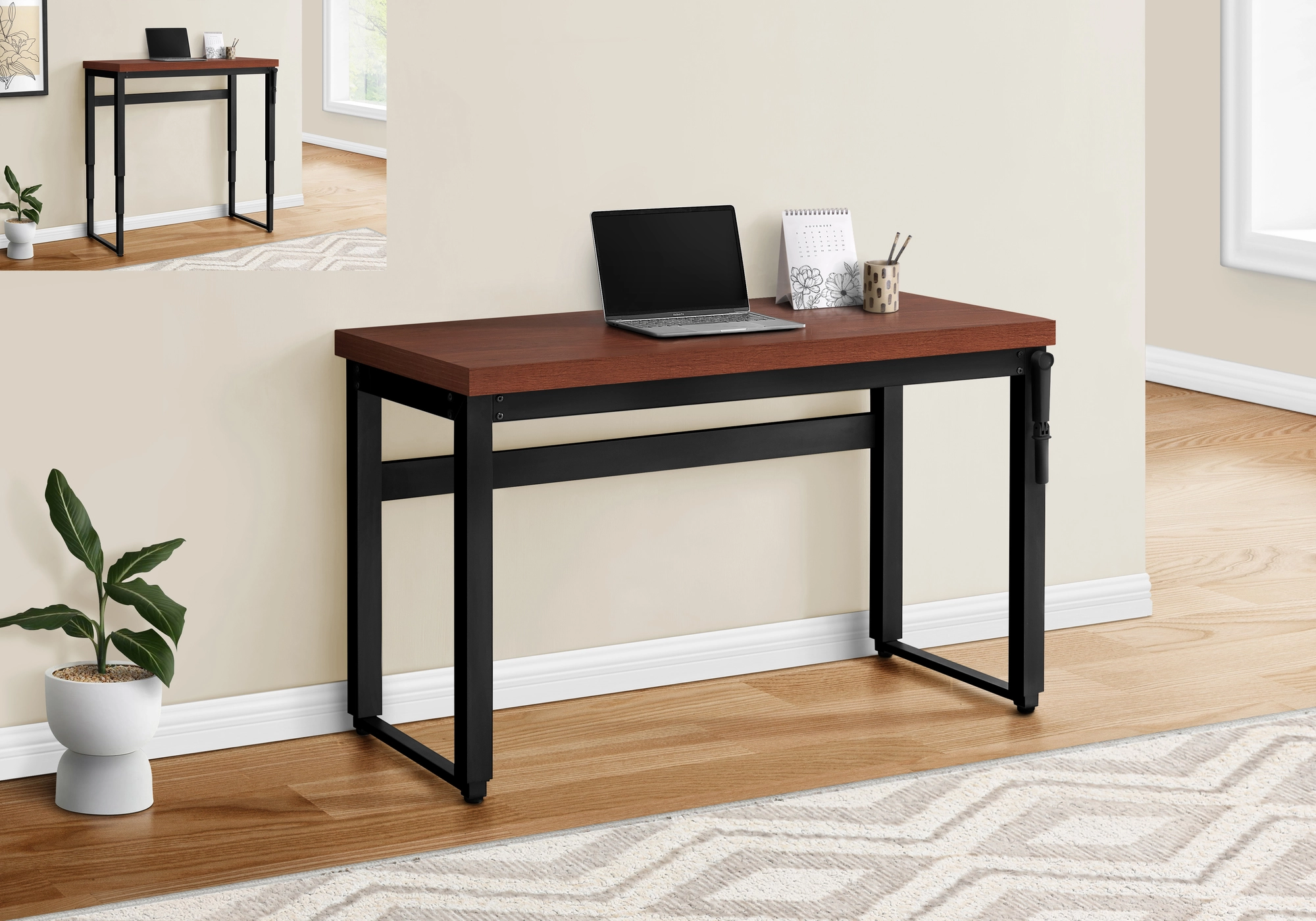 Monarch Specialties Brown 47.25-in Modern/Contemporary Adjustable Desk - Image 2