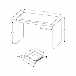 Monarch Specialties 47.25-in White Modern/Contemporary Computer Desk
