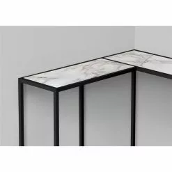 Monarch Specialties White Faux Marble Modern Console Table