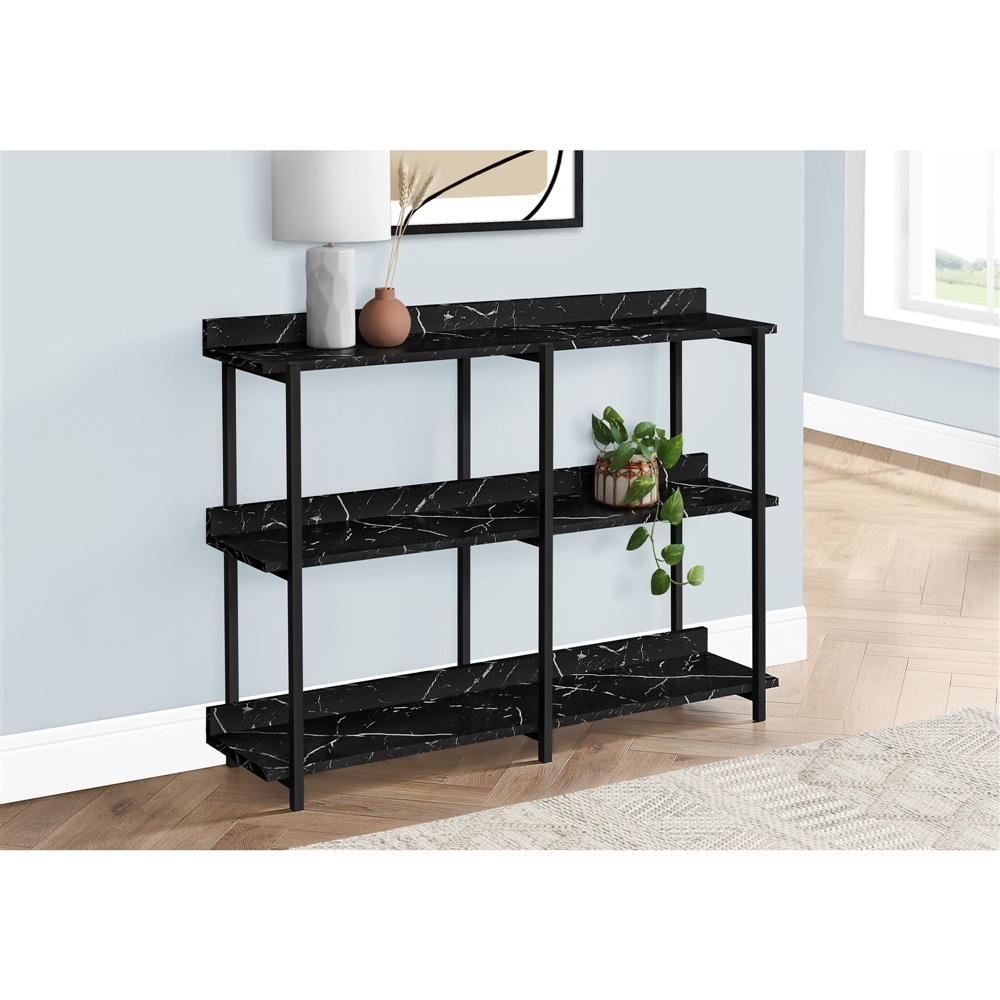 Monarch Specialties 48-in Black Marble-look Modern Console Table - Image 3