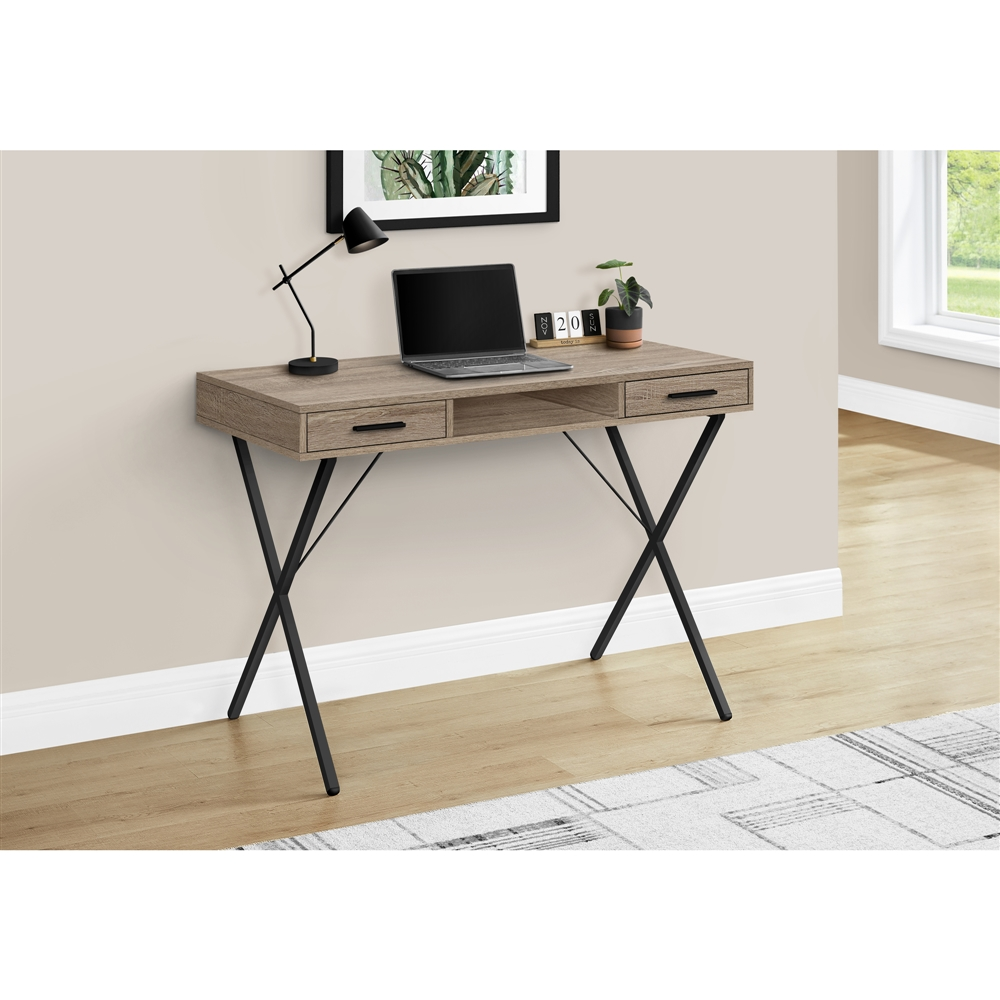 Monarch Specialties 42-in Dark Taupe Faux Wood Modern/Contemporary Computer Desk - Image 2