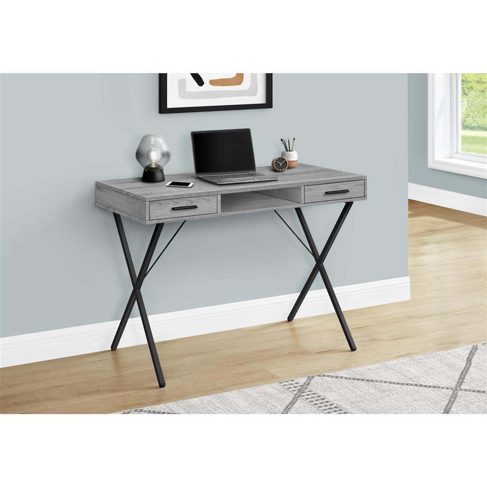 Monarch Specialties 42-in Grey Faux Wood Modern/Contemporary Computer Desk - Image 6