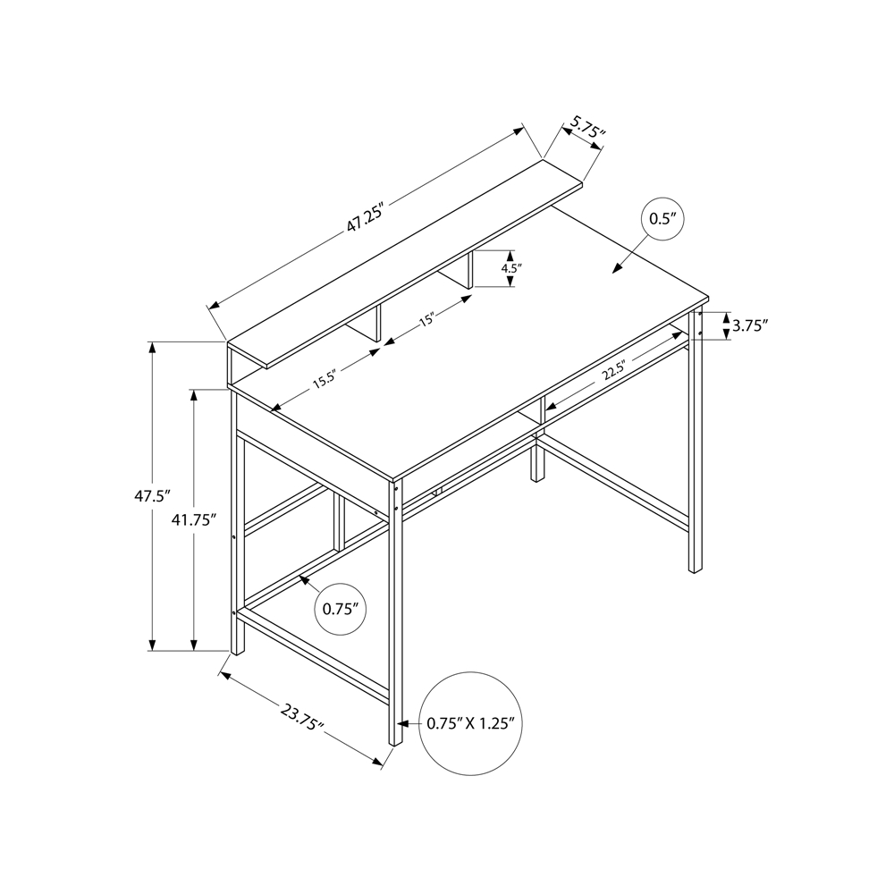 Monarch Specialties 47.25-in Grey Modern/Contemporary Standing Desk - Image 3