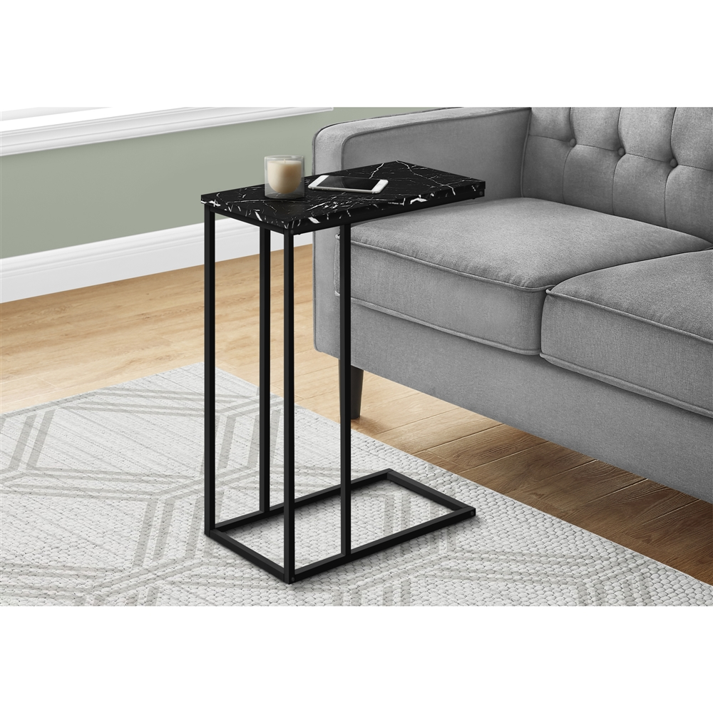 Monarch Specialties Black Faux Marble Composite Rectangular End Table - Image 4