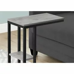 Monarch Specialties Rectangular Grey Faux Wood Composite End Table