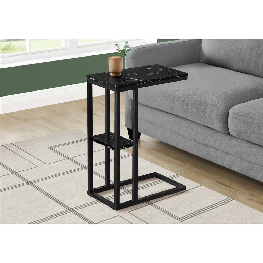 Monarch Specialties Rectangular Black Faux Marble Composite End Table - Image 5