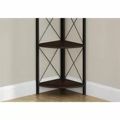 Monarch Specialties Espresso Metal 4-Shelf Corner Bookcase