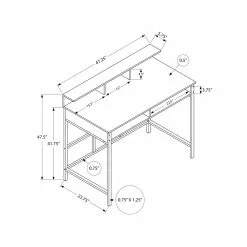 Monarch Specialties 47.25-in Dark Taupe Faux Wood Modern/Contemporary Standing Desk