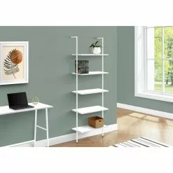 Monarch Specialties White Metal 5-Shelf Ladder Bookcase