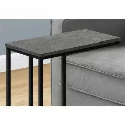 Monarch Specialties Grey Faux Stone Composite Rectangular End Table