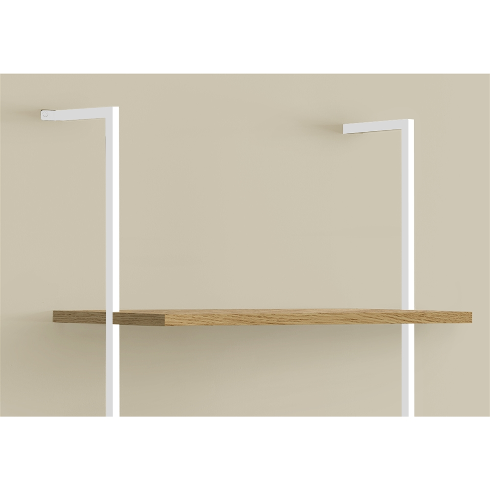 Monarch Specialties Natural Faux Wood Metal 5-Shelf Ladder Bookcase - Image 4