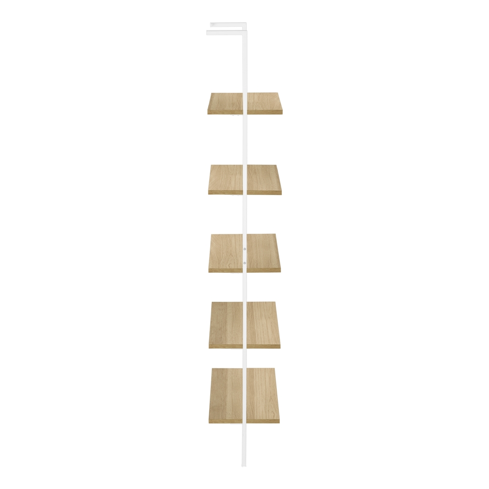 Monarch Specialties Natural Faux Wood Metal 5-Shelf Ladder Bookcase - Image 9