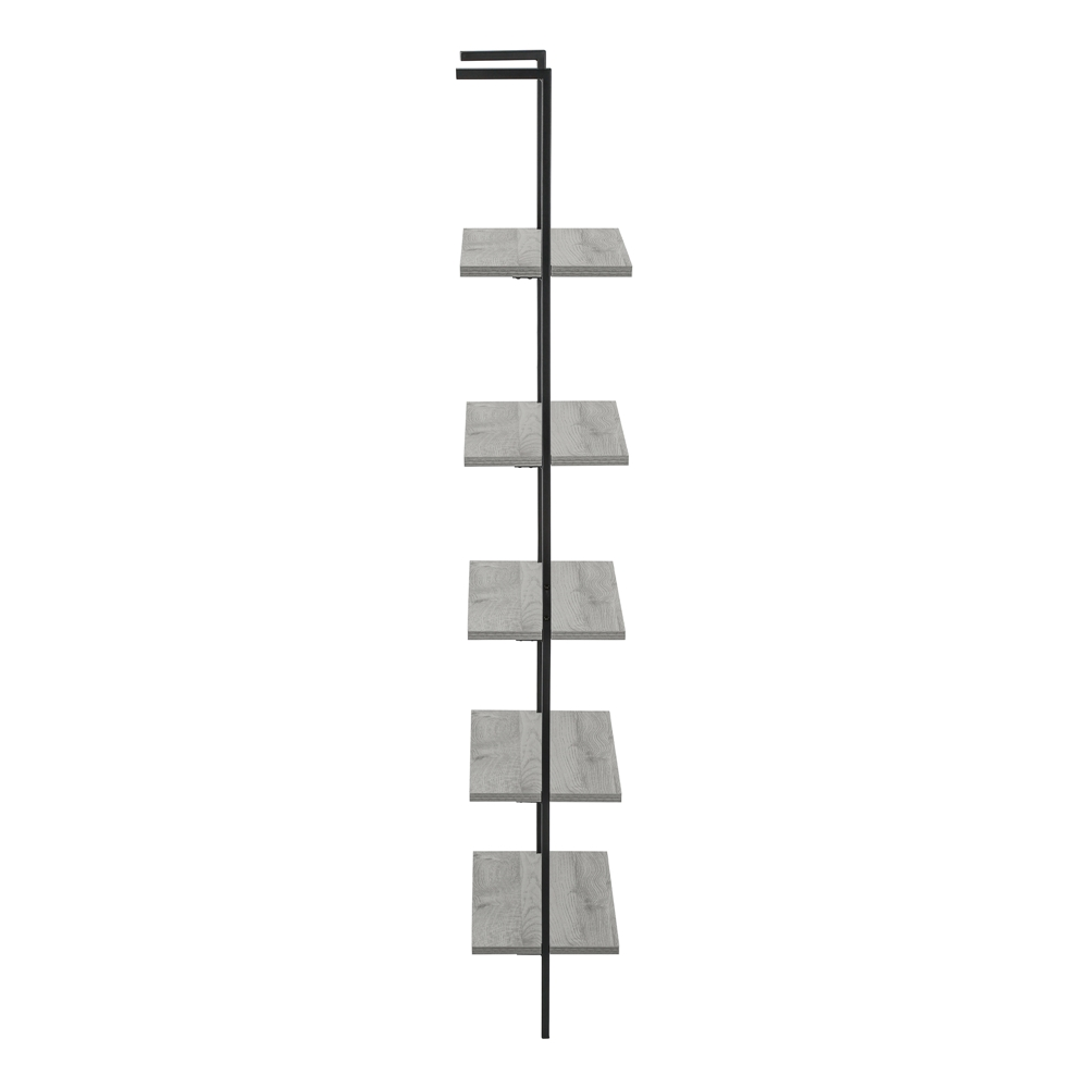 Monarch Specialties Grey Faux Wood Metal 5-Shelf Ladder Bookcase - Image 7