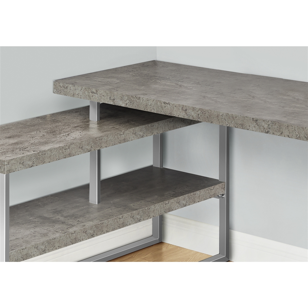 Monarch Specialties 60-in Grey Faux Concrete Modern/Contemporary Computer Desk - Image 5