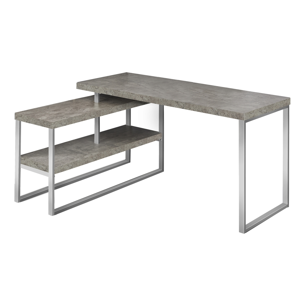 Monarch Specialties 60-in Grey Faux Concrete Modern/Contemporary Computer Desk - Image 2