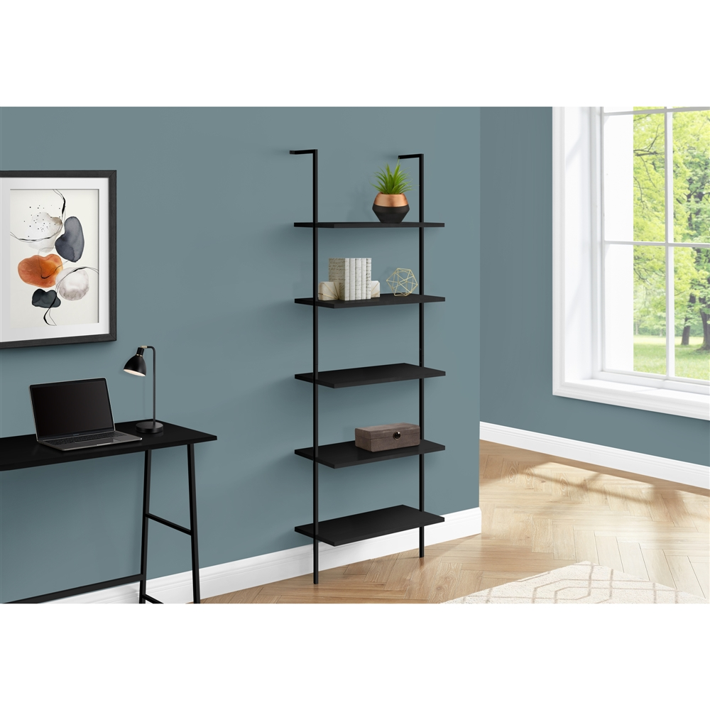 Monarch Specialties Black Metal 5-Shelf Ladder Bookcase - Image 4