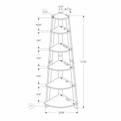 Monarch Specialties Industrial Grey Composite 5-Shelf Corner Bookcase