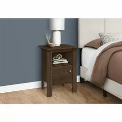 Monarch Specialties 17.25-in Dark Walnut Composite Rectangular Side Table