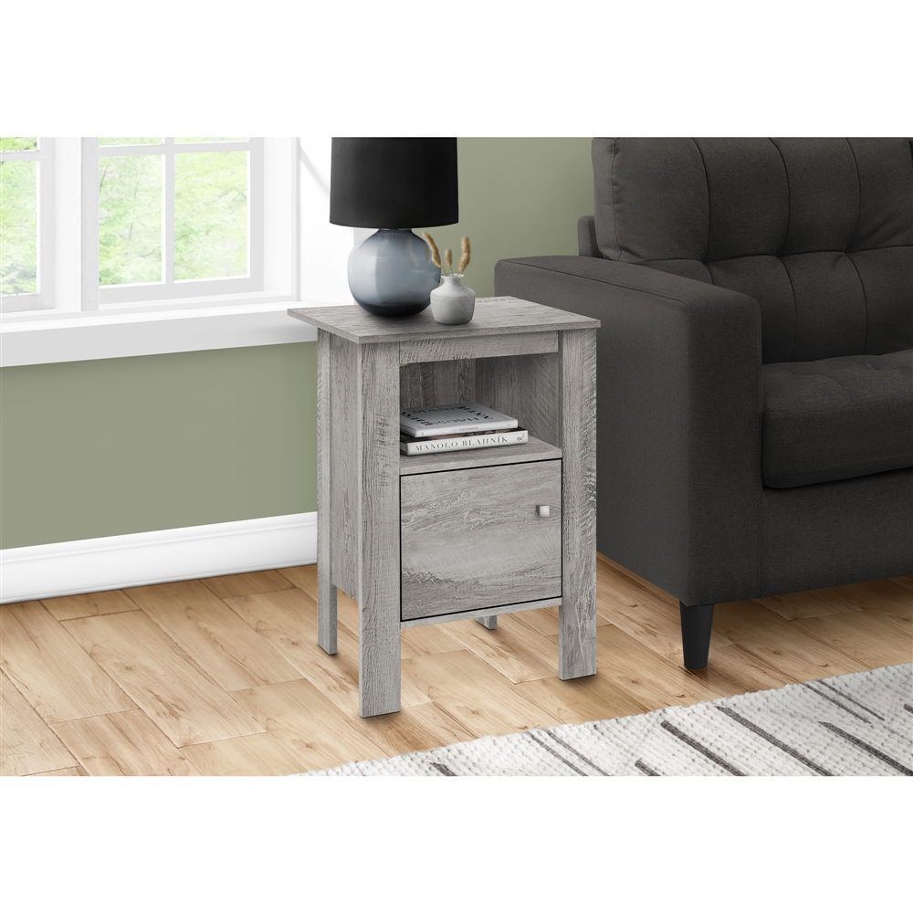 Monarch Specialties 17.25-in Grey Composite Rectangular Side Table - Image 2