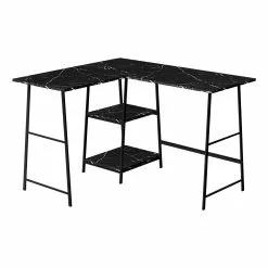 Monarch Specialties 47.25-in Black Faux Marble Modern/Contemporary Corner Desk