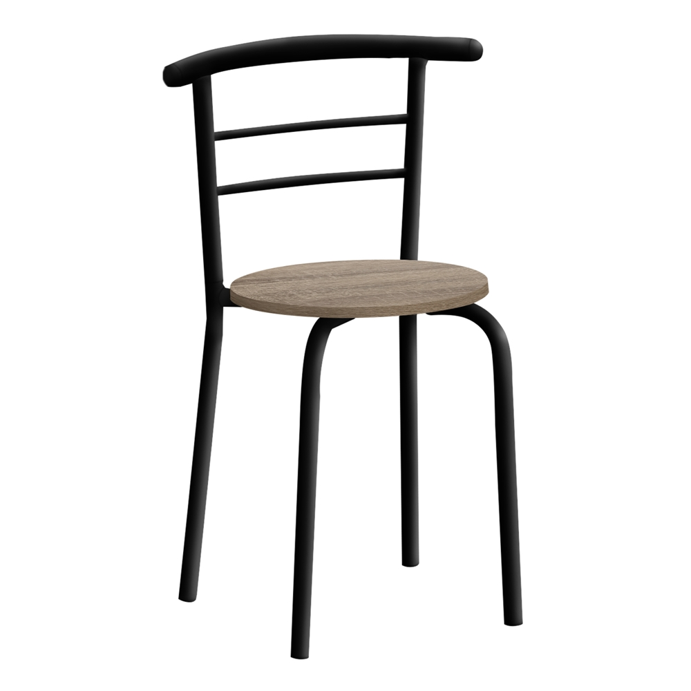 Monarch Specialties Dark Taupe Faux Wood And Black Dining Room Set With Oval Table - 3-Piece