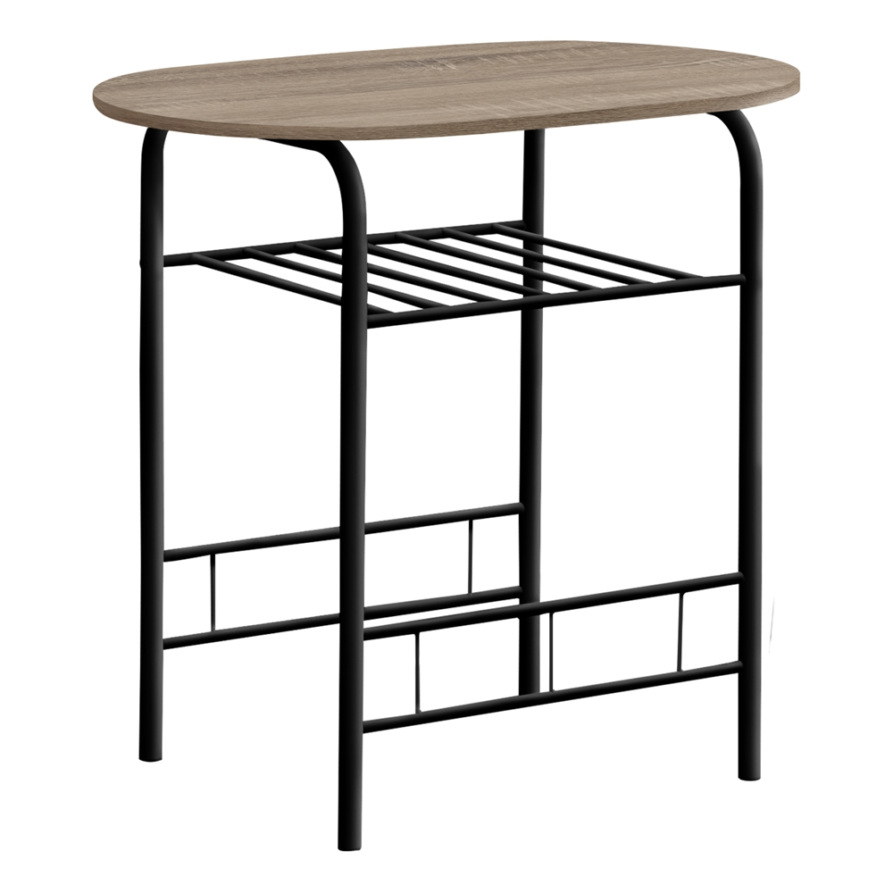 Monarch Specialties Dark Taupe Faux Wood And Black Dining Room Set With Oval Table - 3-Piece - Image 3